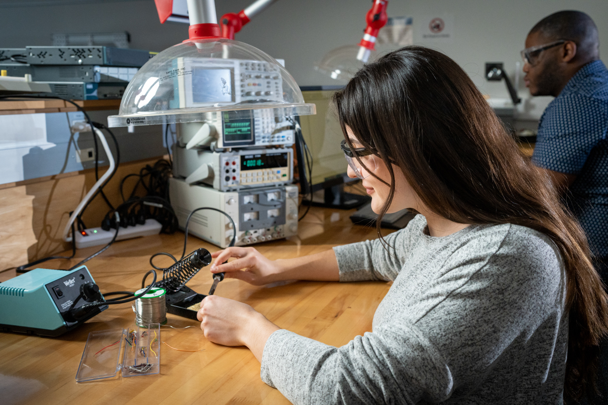 Student in an engineering lab