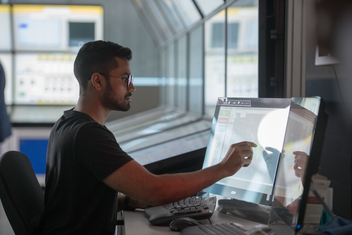 Student working at a computer