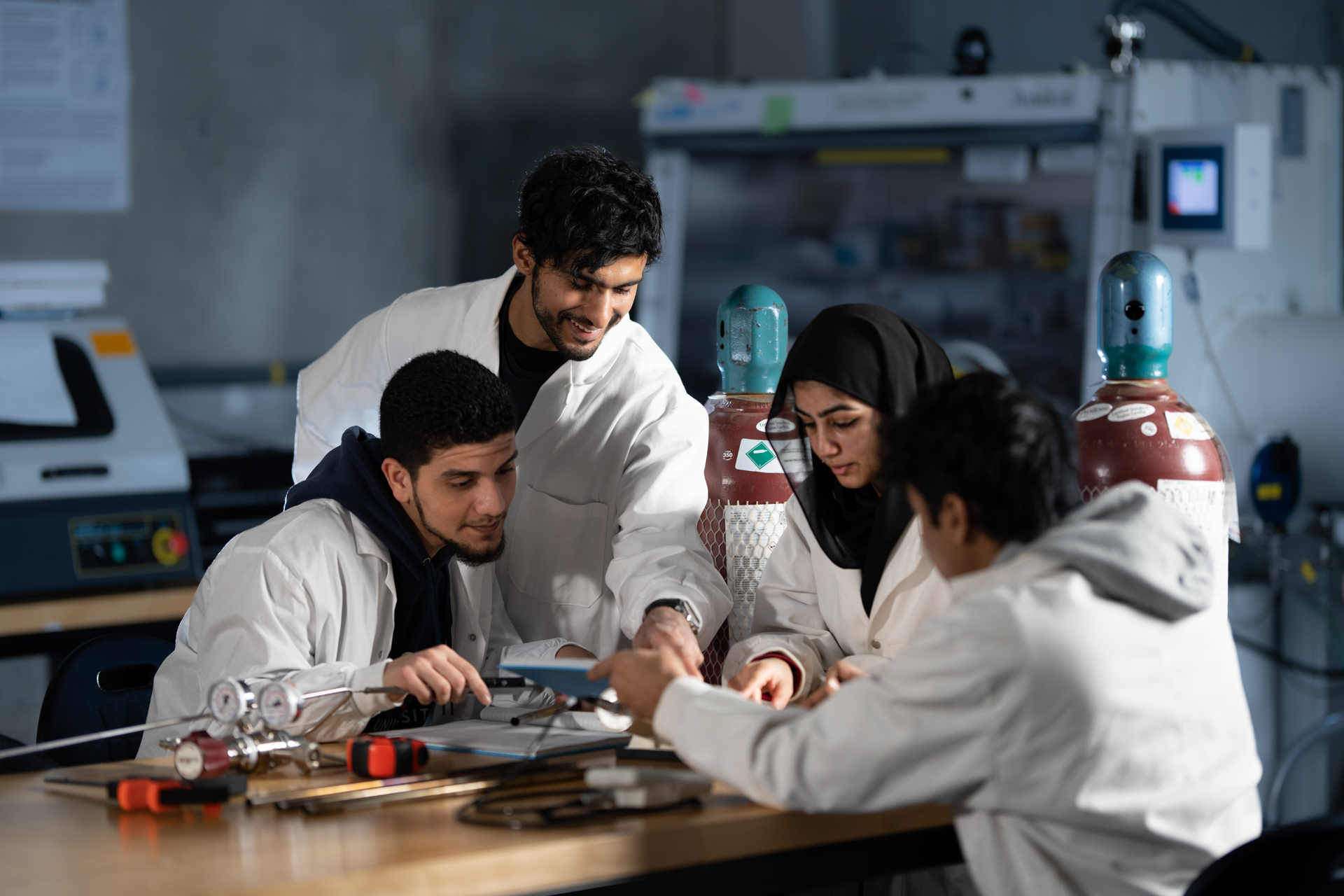 academics image showing laboratory, north campus, science, students, lab coat at energy research centre