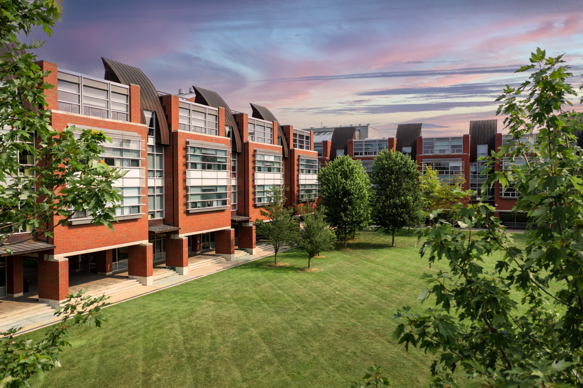 buildings image showing cinematic, campus, erc, bit, ua, ub, exterior, brick, glass, polonsky at polonsky commons