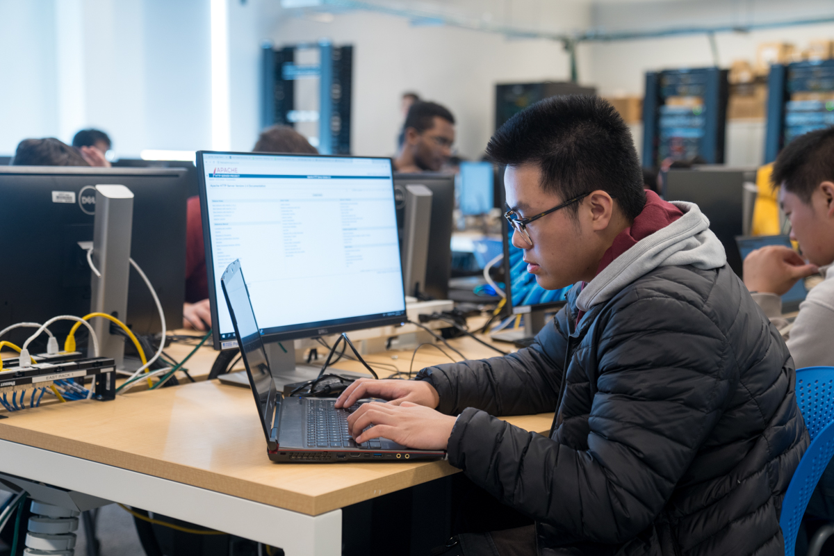 student at a computer