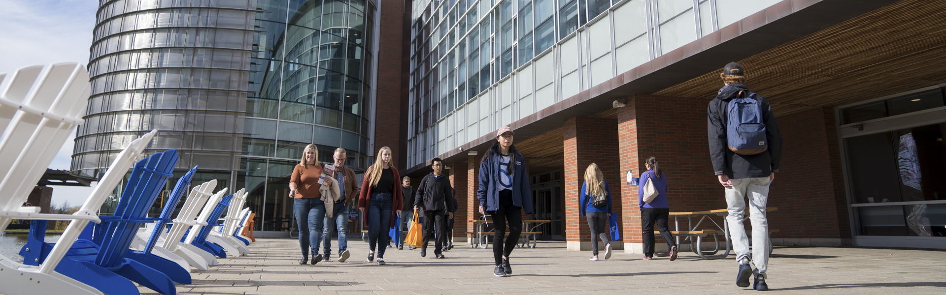 Students outside on campus