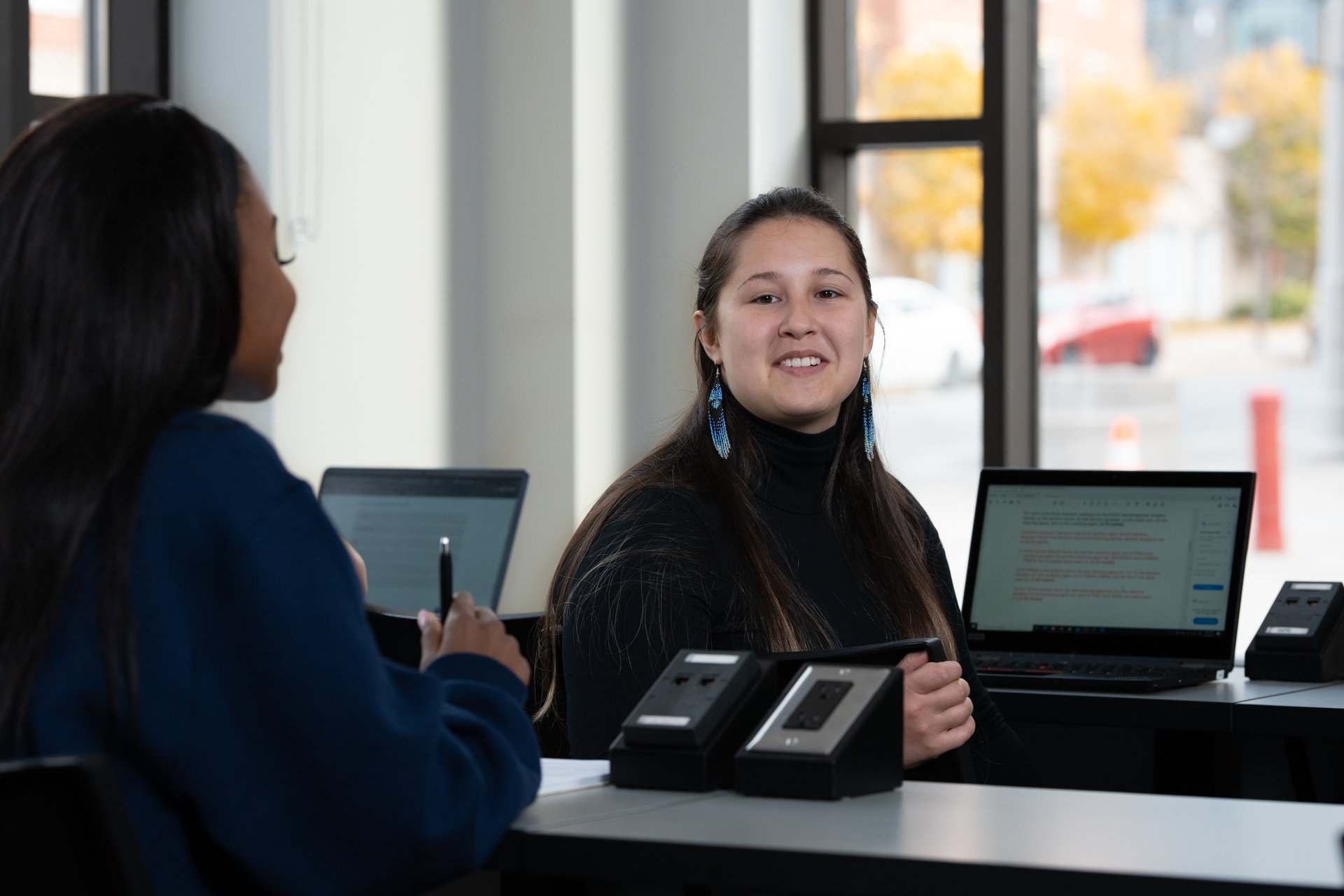 students studying on campus