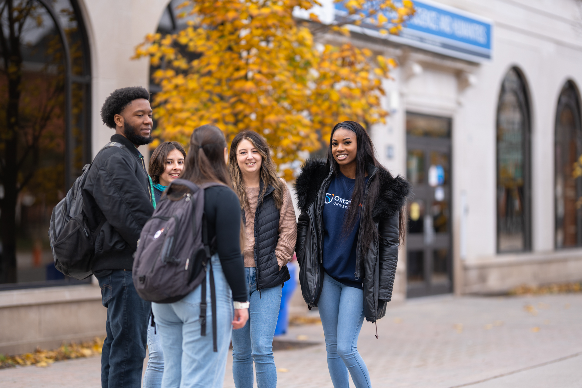 students studying on campus