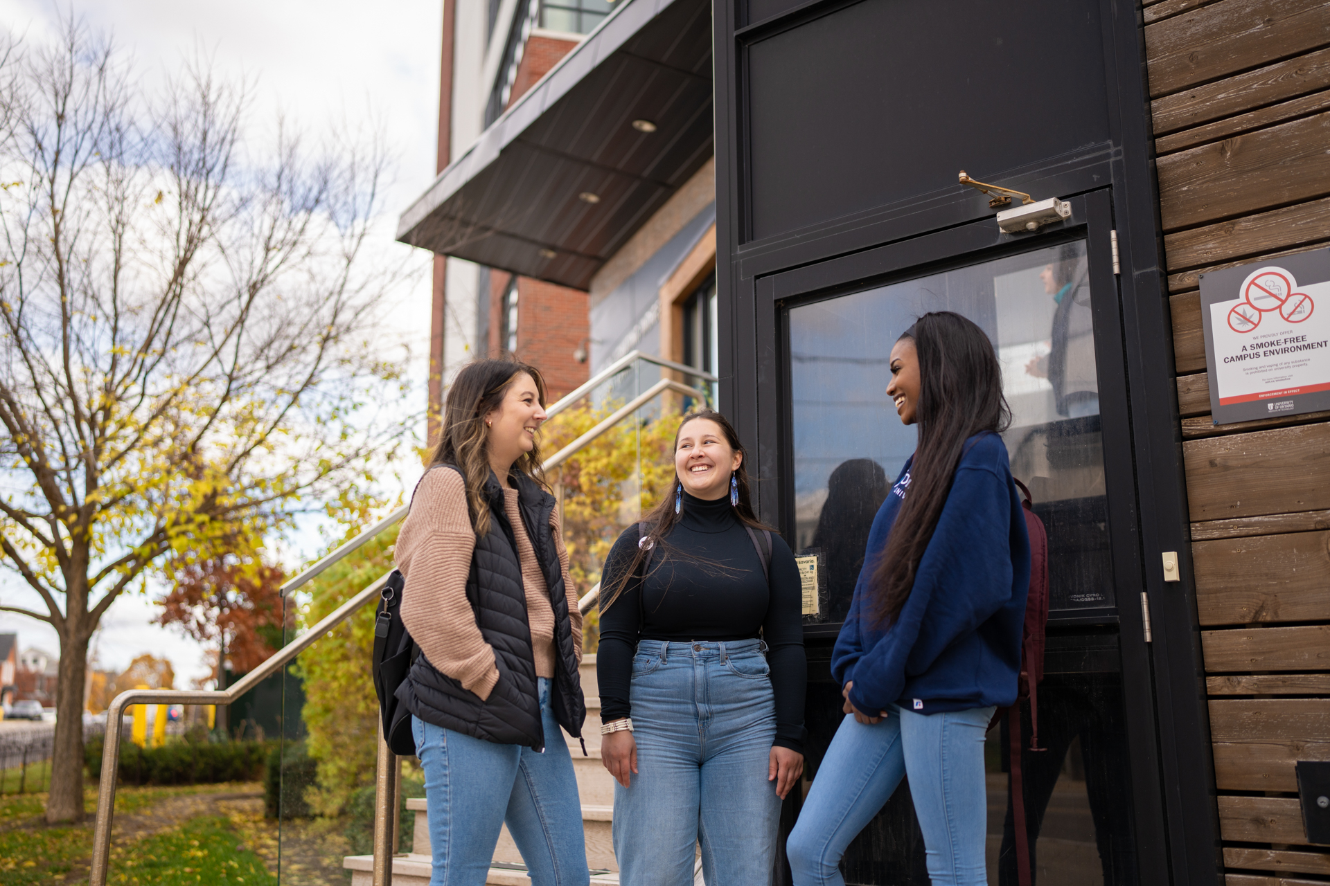 students studying on campus