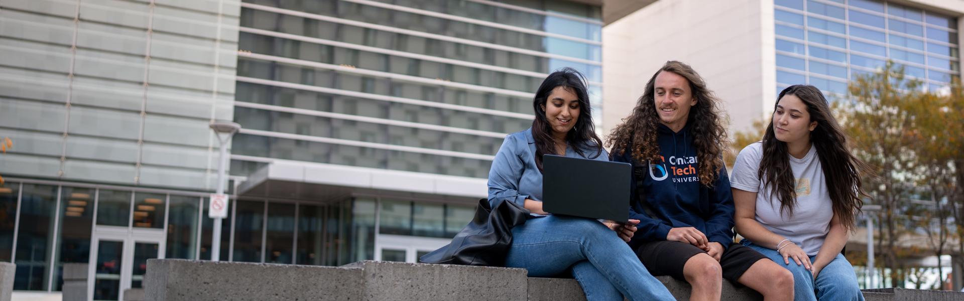 Students outside on campus