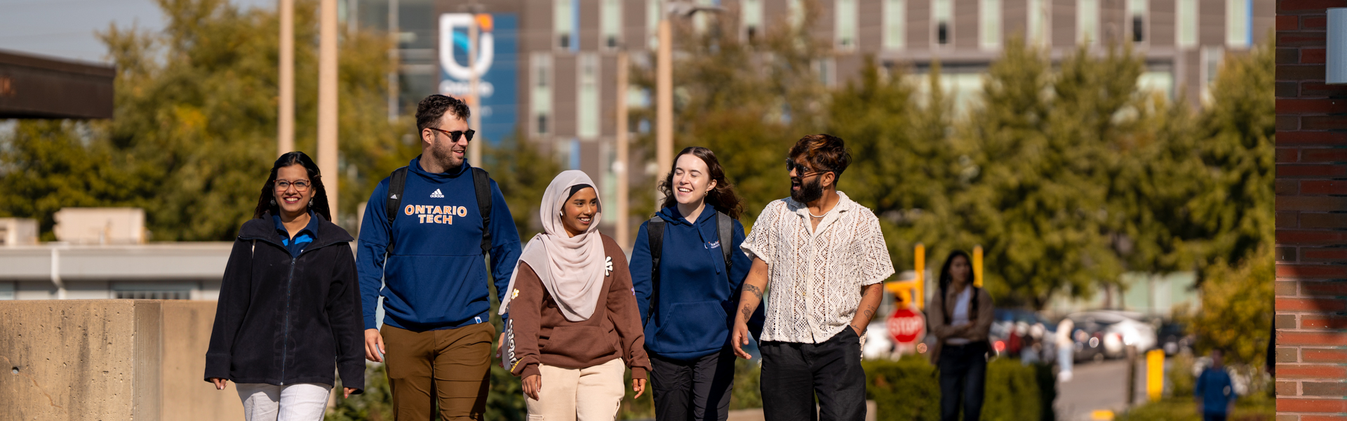 Students walking outside on campus