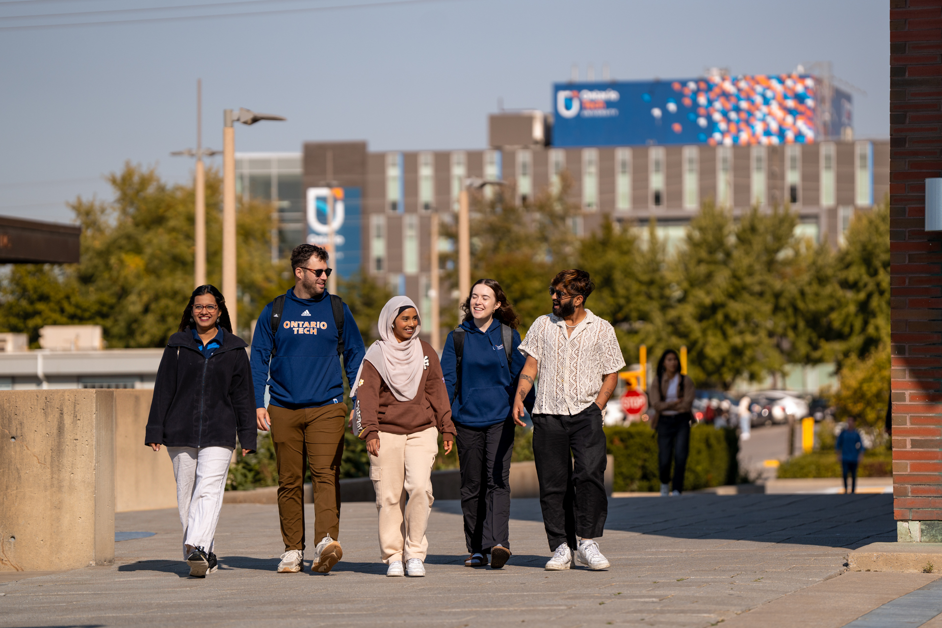 students walking on campus